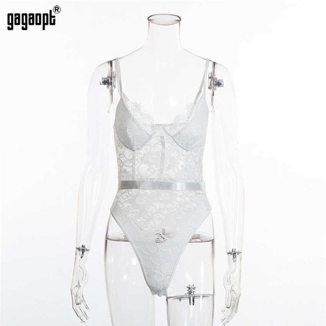 Gagaopt 2019 Summer Lace Bodysuit Women Hollow Out Bodycon Sexy Bodysuit Jumpsuit Overalls Streetwear