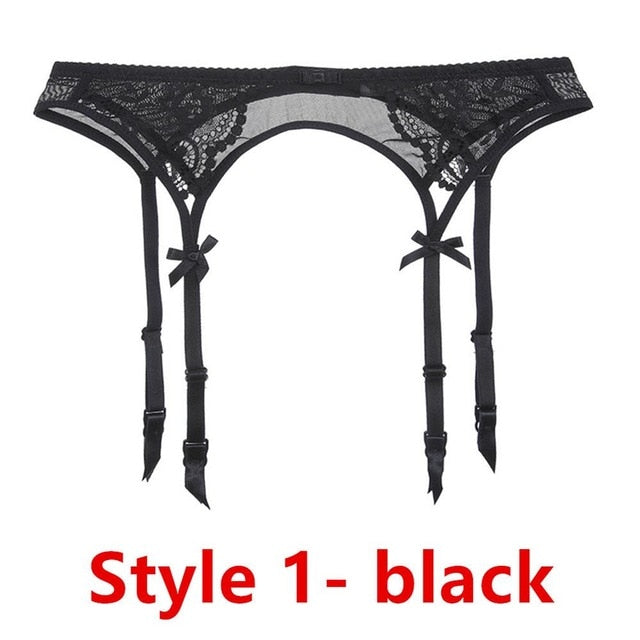 Black/White/Red Garter Ultra-Thin Suspender Belt