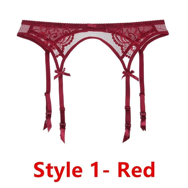 Black/White/Red Garter Ultra-Thin Suspender Belt