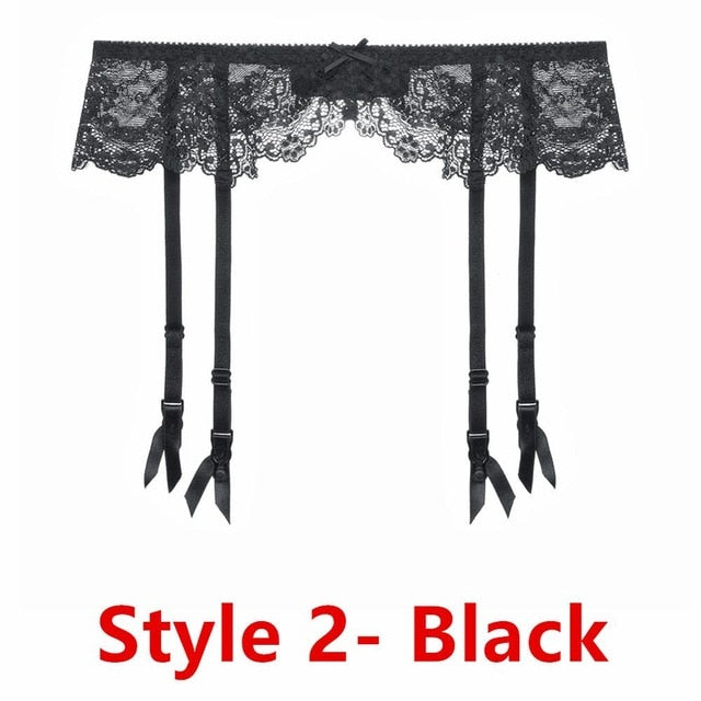 Black/White/Red Garter Ultra-Thin Suspender Belt