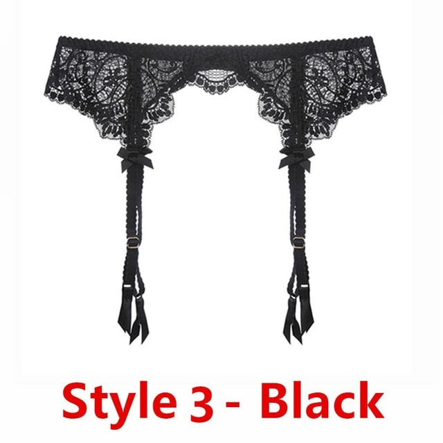 Black/White/Red Garter Ultra-Thin Suspender Belt