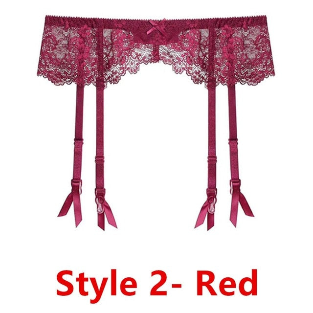 Black/White/Red Garter Ultra-Thin Suspender Belt