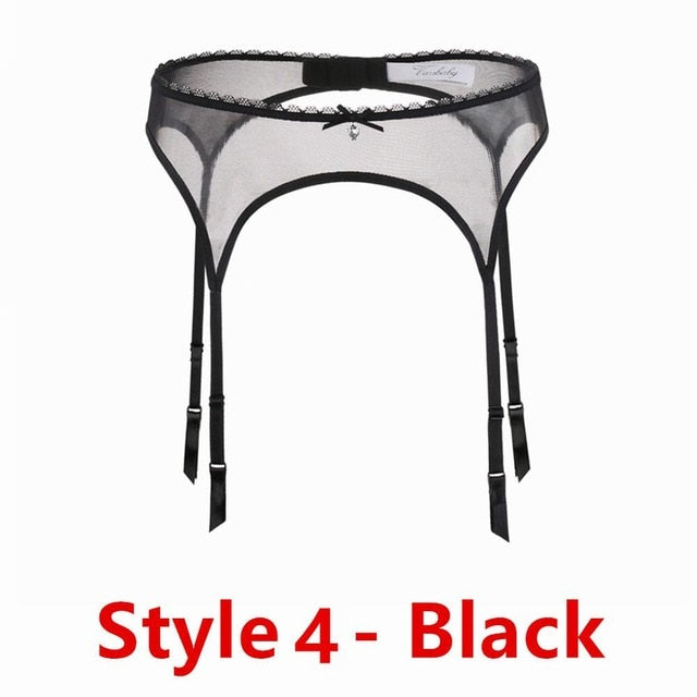 Black/White/Red Garter Ultra-Thin Suspender Belt