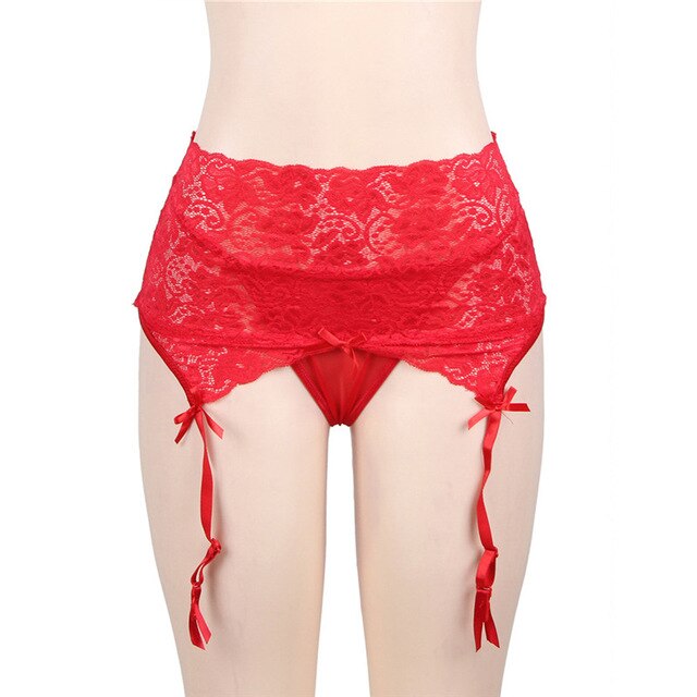 Women Sexy Lingerie Plus Size Sexy Stockings Set Open Crotch Sexy Pantyhose Lace Garter Belt+Thigh High Stockings Female Hosiery