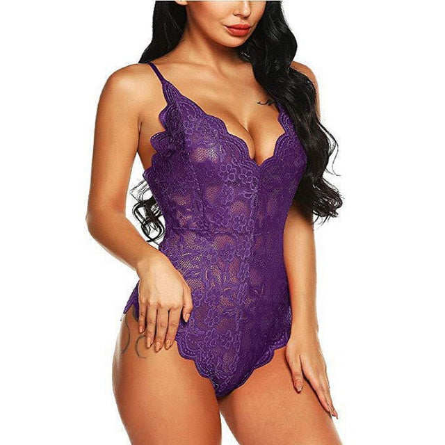 Women Lingerie Sexy Hot Erotic Dress For Sex Lady Underwear Halter Plus Size Perspective Lace lingerie Porno Babydoll Costumes