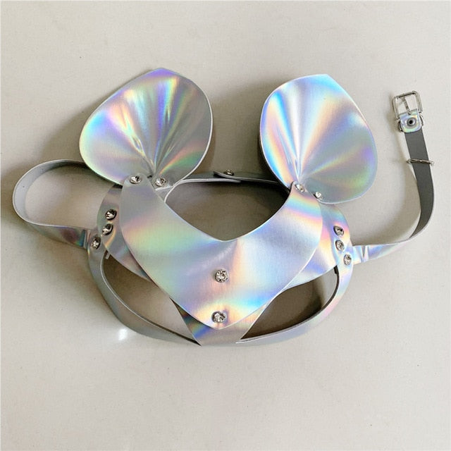 Sexy Cosplay Rabbit Bunny Masks Women Girl Black Leather Adjustable Adult Play Special Cat Ears Halloween Party Masks Costume