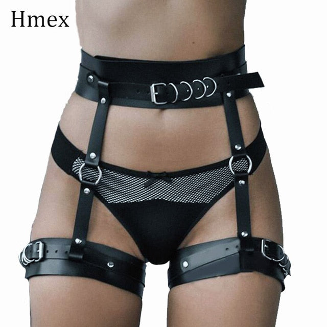 Leather Leg Harness Women Punk Gothic BDSM Sexy Lingerie Erotic Leather Belt Bondage Stockings Suspender Straps Garter Body Belt