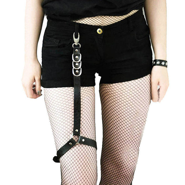 Leather Leg Harness Women Punk Gothic BDSM Sexy Lingerie Erotic Leather Belt Bondage Stockings Suspender Straps Garter Body Belt