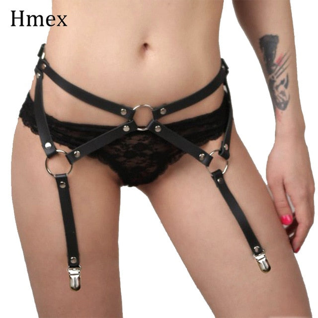 Leather Leg Harness Women Punk Gothic BDSM Sexy Lingerie Erotic Leather Belt Bondage Stockings Suspender Straps Garter Body Belt
