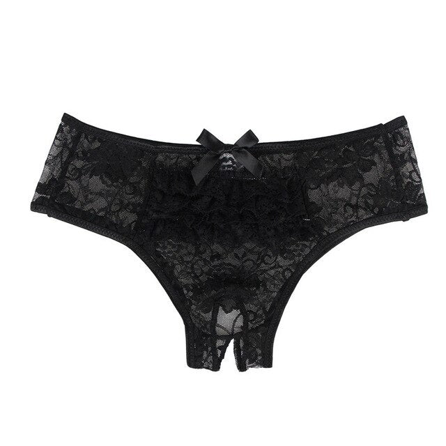 Comeondear 5XL Lace Panties Open Crotch Transparent String Sexy Lingerie Plus Size Women Erotic Underwear 3XL 4XL Black PB5178