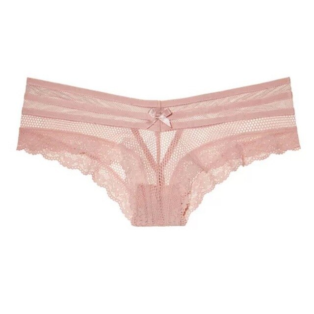 style sexy lace fabric hollow hole interest pure color black pink lady low waist triangle underwear P010