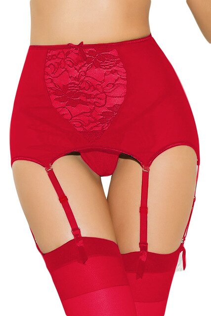 Wholesale hook eye in back sexy lingerie women underwear lace Good quality mesh garter belt with 6 straps for stocking XXXL SW92