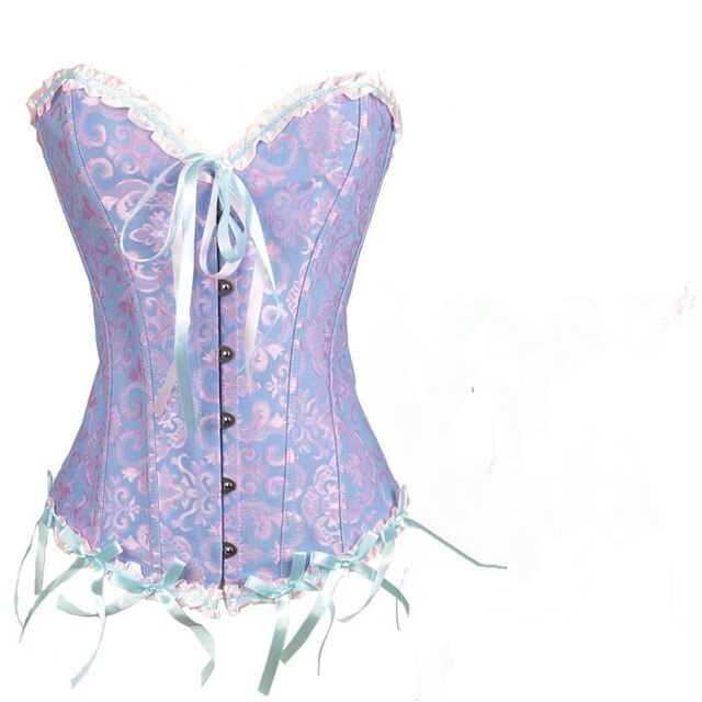 New Sexy Gothic Satin Lingerie Lace Corset Top + G-string + Skirt Bustier Mini Tutu Wedding Dress Costume Black Corset S-6XL