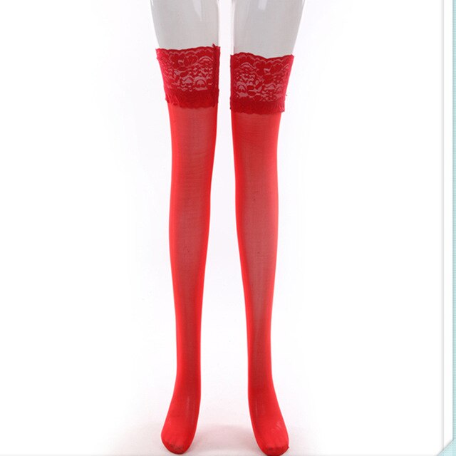Women' s Lace Top Stay-up Thigh High Stockings 40 Denier Core-spun Silk Sheer Over Knee Nylon Sexy Hosiery