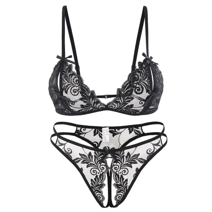 Sexy Women Transparent Lace Underwear Sets Open Crotch Panty G-string Plus Size Panties hot erotic Seamless Bandage Sex Knickers