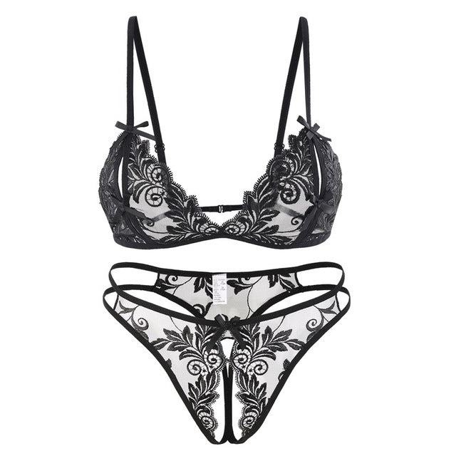 Sexy Women Transparent Lace Underwear Sets Open Crotch Panty G-string Plus Size Panties hot erotic Seamless Bandage Sex Knickers