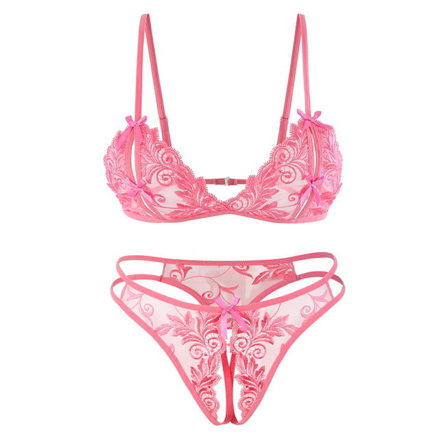 Sexy Women Transparent Lace Underwear Sets Open Crotch Panty G-string Plus Size Panties hot erotic Seamless Bandage Sex Knickers