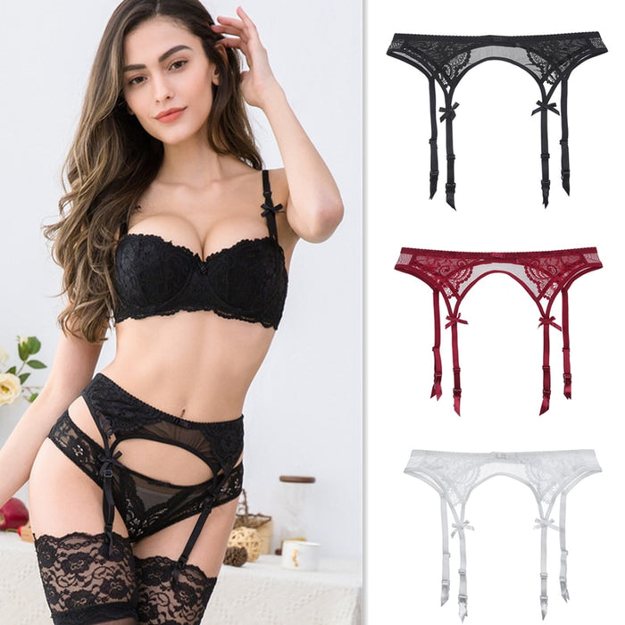 Black/White/Red Garter Ultra-Thin Suspender Belt
