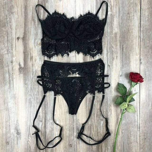 Open Bra Set Nightwear Bra & Brief Sets