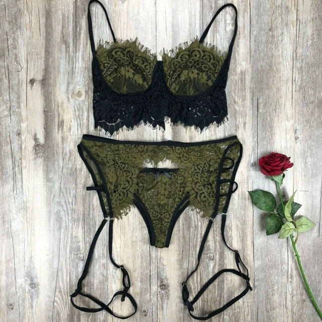 Open Bra Set Nightwear Bra & Brief Sets