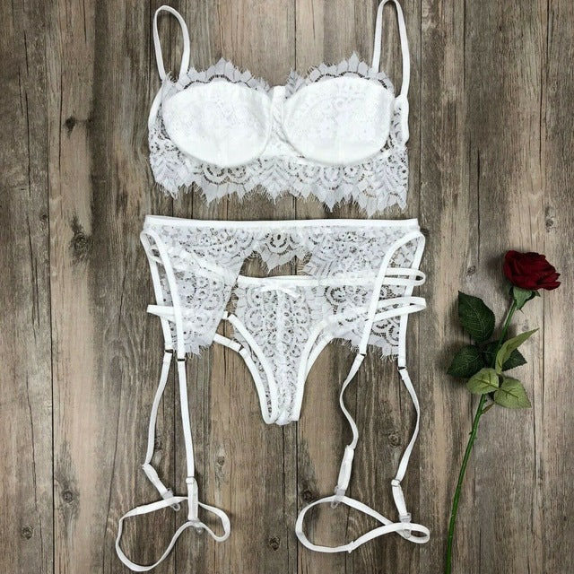 Open Bra Set Nightwear Bra & Brief Sets