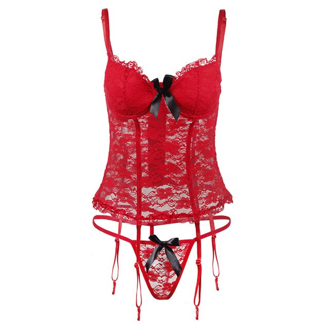 Erotic Sexy Lingerie Pajamas Open Crotch Teddy For Women Lace Porno Babydoll Bondage Tie Bustier Deep V Sexy Costumes S 3XL 4XL